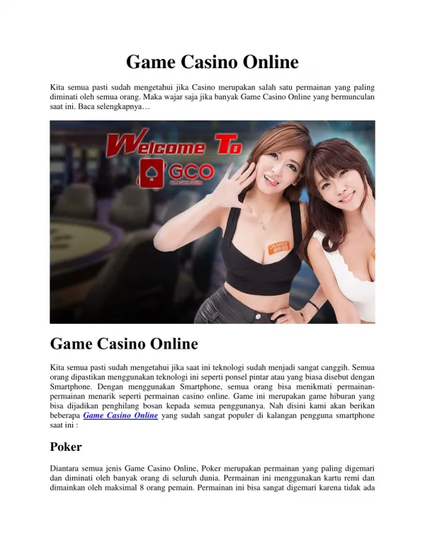 game casino online