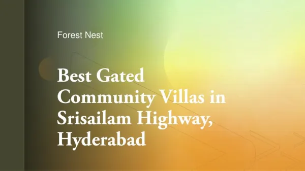Best Gated Community Villas in Srisailam Highway,Hyderabad
