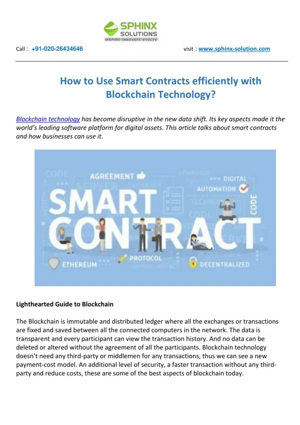 How to use smart contracts efficiently with blockchain technology