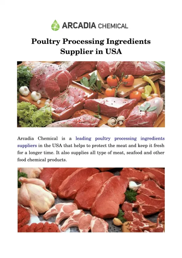 Poultry Processing Ingredients Supplier in USA
