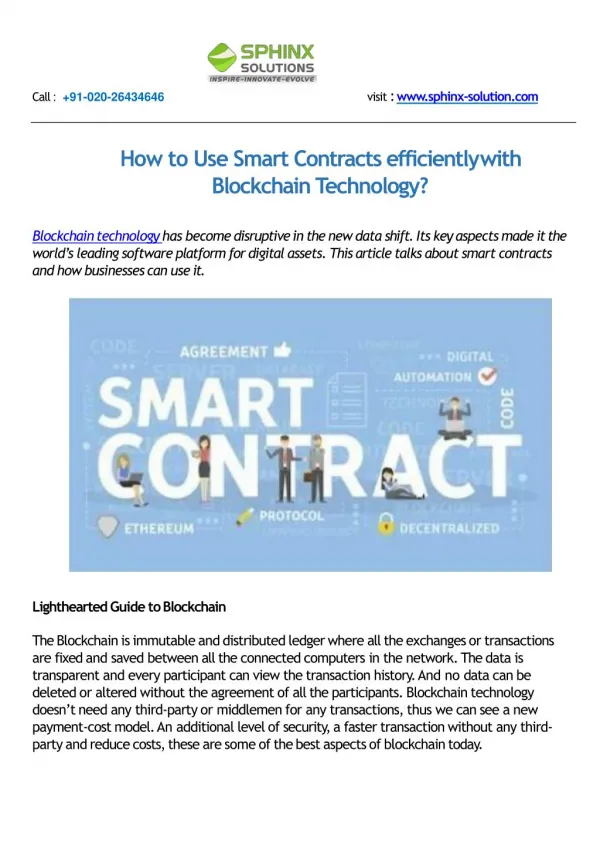 How to use smart contracts efficiently with blockchain technology