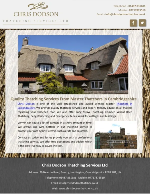 Quality Thatching Services From Master Thatchers in Cambridgeshire