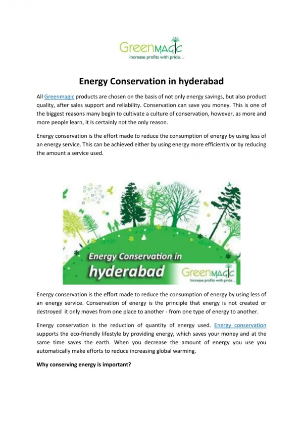 Energy Conservation in hyderabad