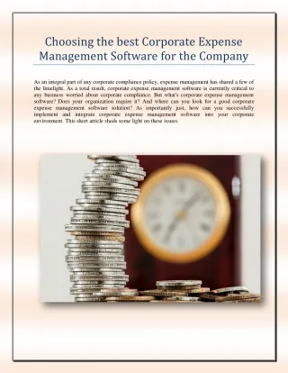 Choosing the best Corporate Expense Management Software for the Company - slide 1