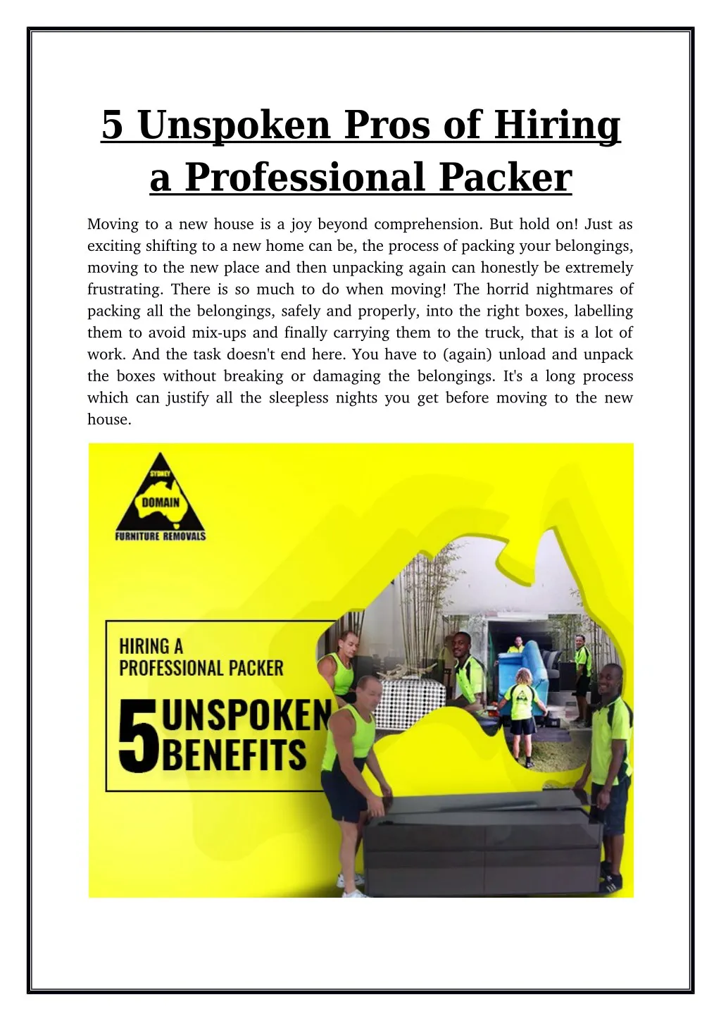 5 unspoken pros of hiring a professional packer
