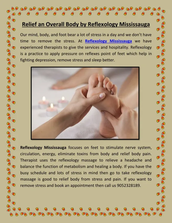 Relief To Overall Body by Reflexology Mississauga
