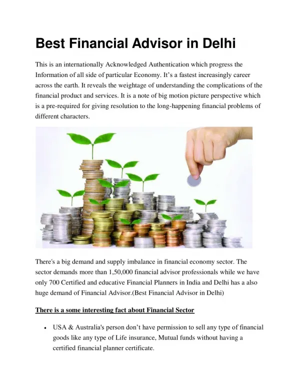 Best Financial Advisor in Delhi