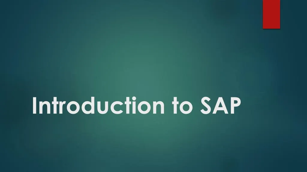 introduction to sap