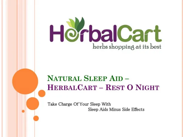 Natural sleep aid – HerbalCart - Rest O Night