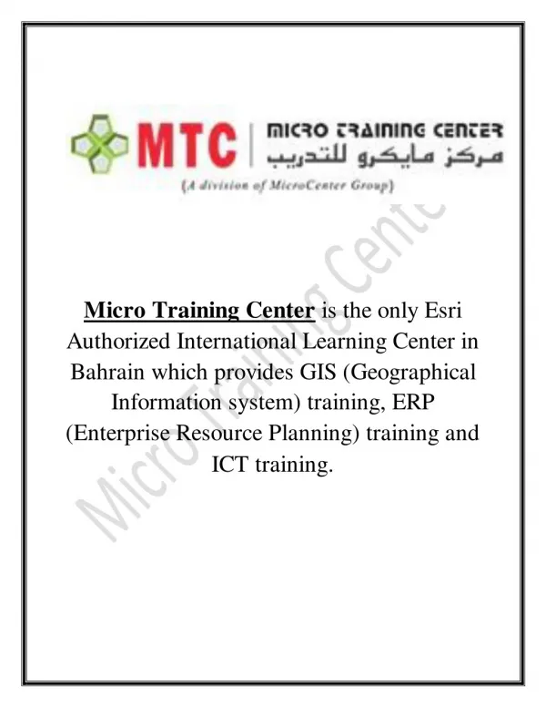 micro training center is the only esri authorized