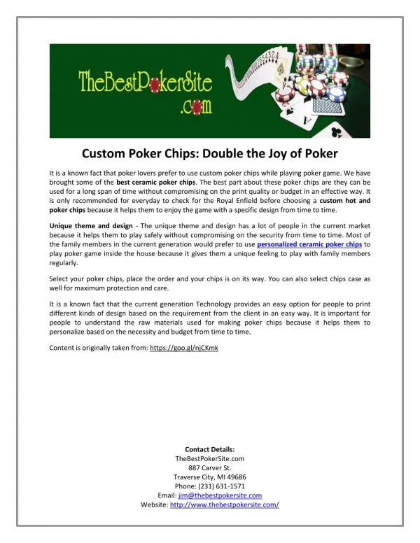 Custom Poker Chips: Double the Joy of Poker