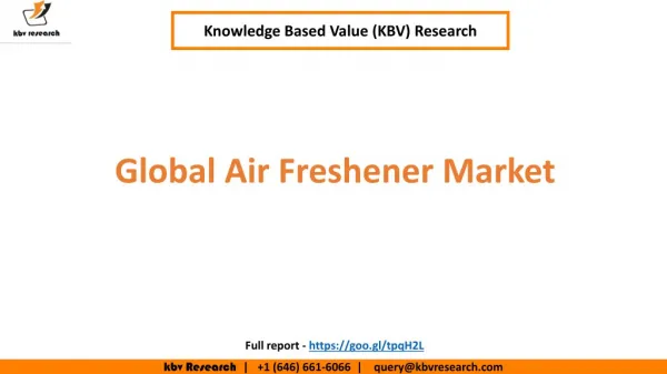 Global Air Freshener Market to reach a market size of $12.3 billion by 2022 – KBV Research