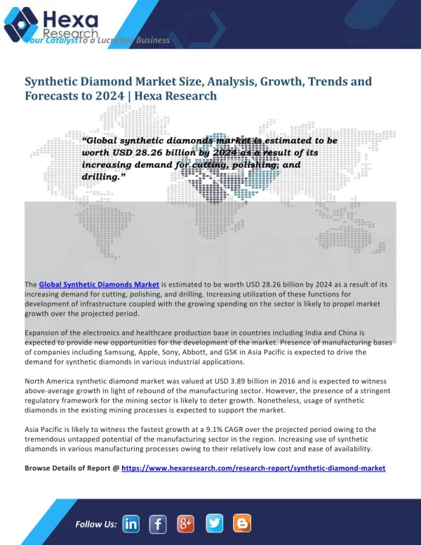 Synthetic Diamond Market Research Report and Global Industry Analysis