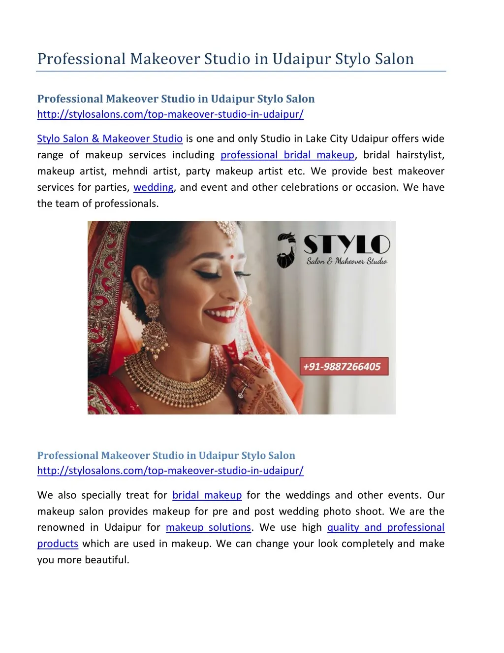 professional makeover studio in udaipur stylo