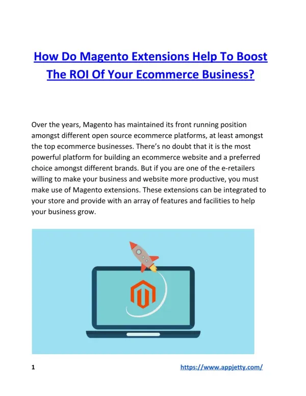 How Do Magento Extensions Help to Boost the ROI of Your Ecommerce Business?