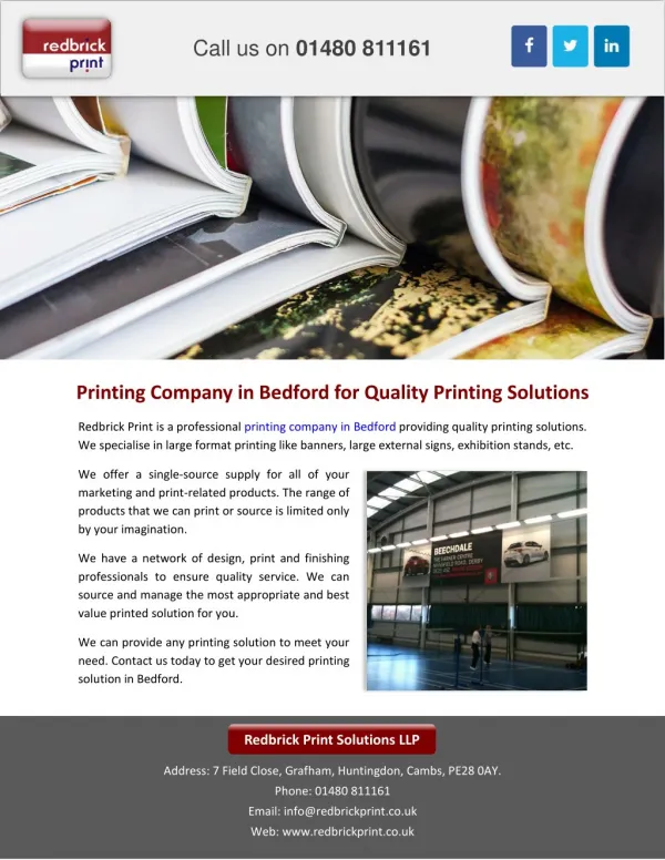 Printing Company in Bedford for Quality Printing Solutions
