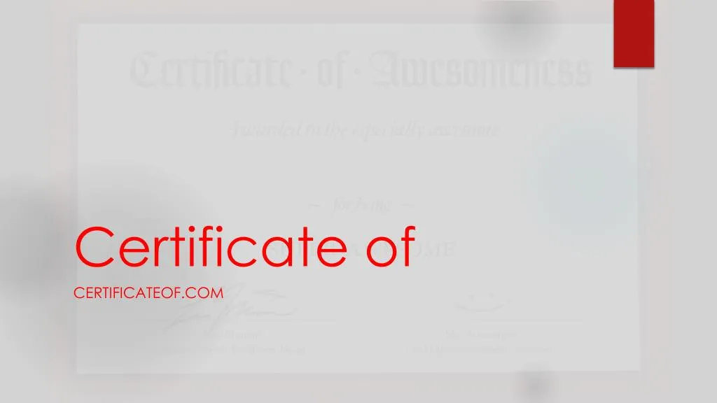 certificate of