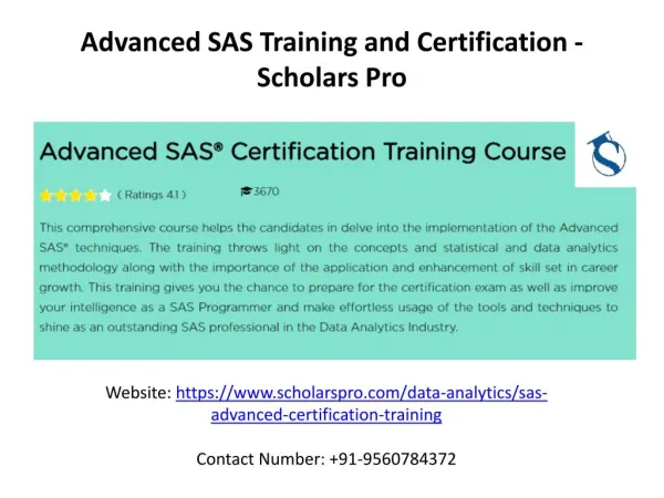 Advance SAS Certification | Advance SAS Training - ScholarsPro