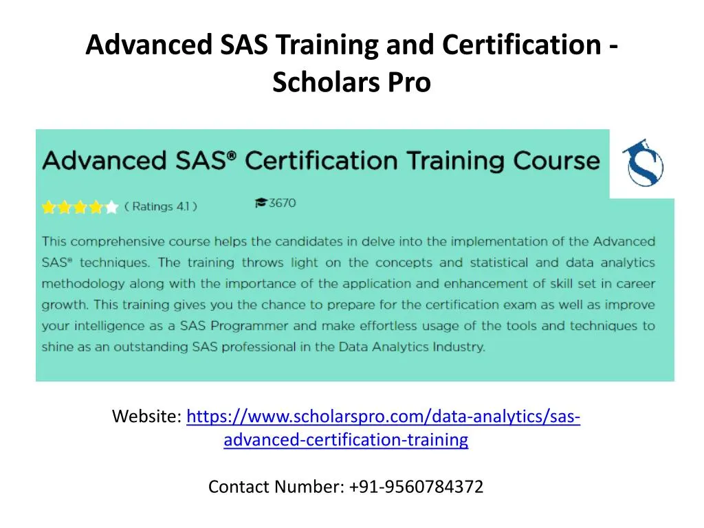 advanced sas training and certification scholars pro