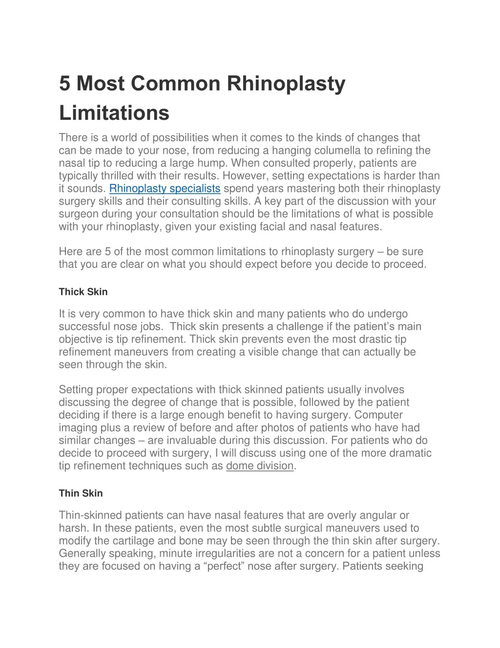5 most common rhinoplasty limitations