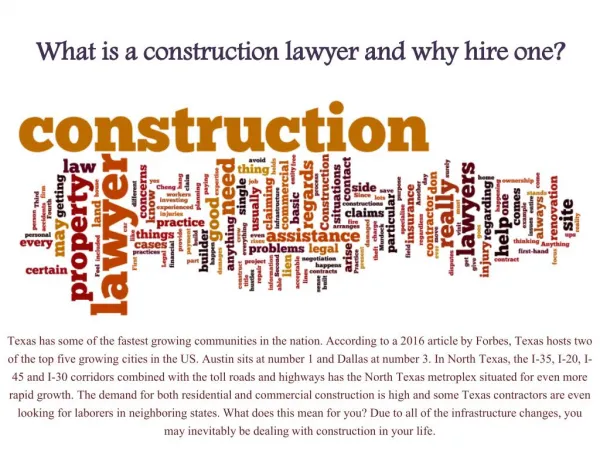 Fort Worth, Texas Construction Law Services