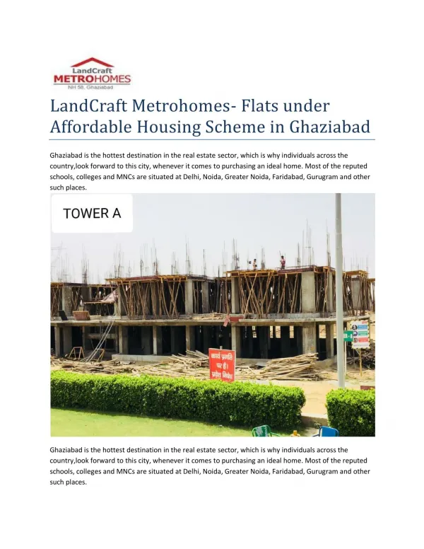 LandCraft Metrohomes- Flats under Affordable Housing Scheme in Ghaziabad