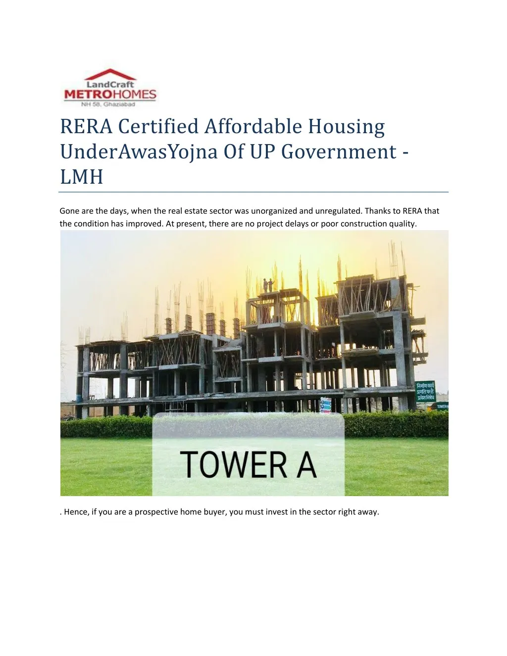 rera certified affordable housing underawasyojna