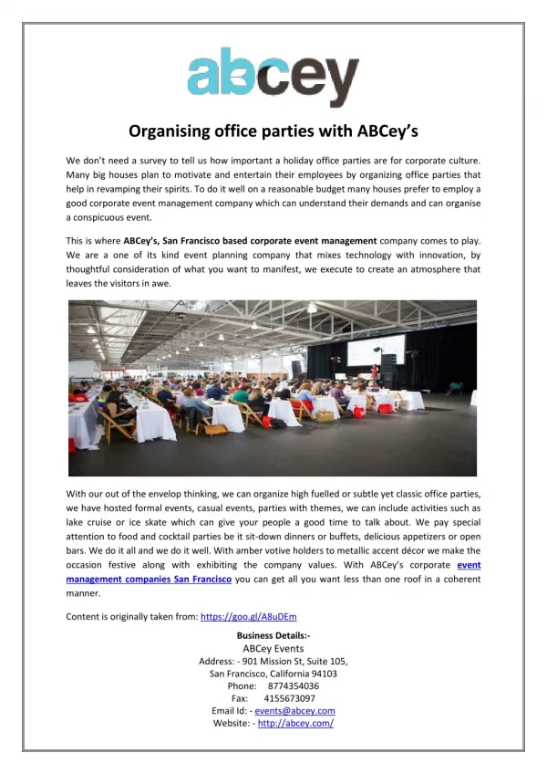 Organising office parties with ABCey’s