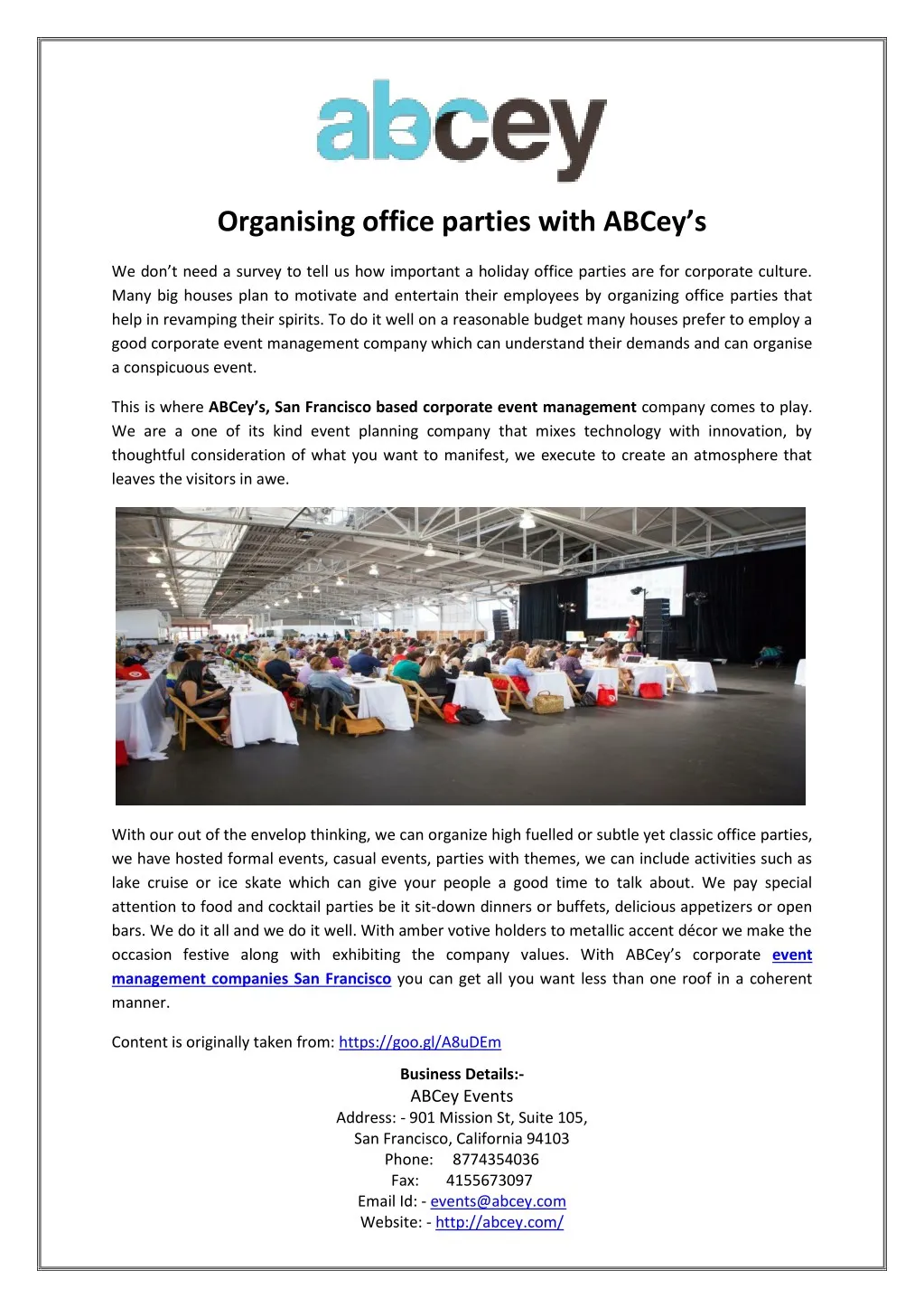 organising office parties with abcey s