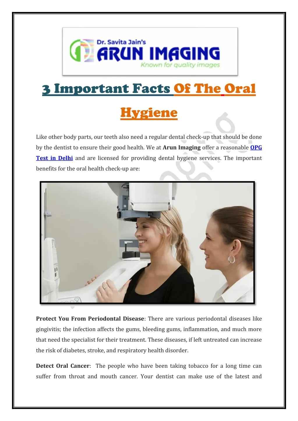 3 important facts of the oral