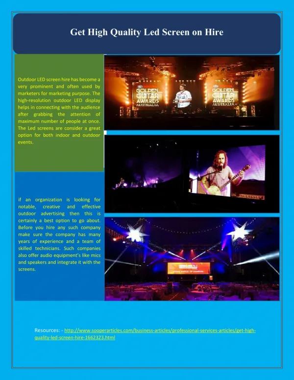 Get high quality Led Screen on Hire