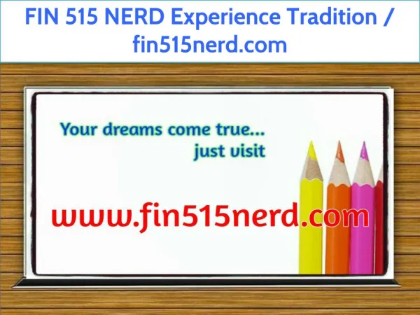 FIN 515 NERD Experience Tradition / fin515nerd.com