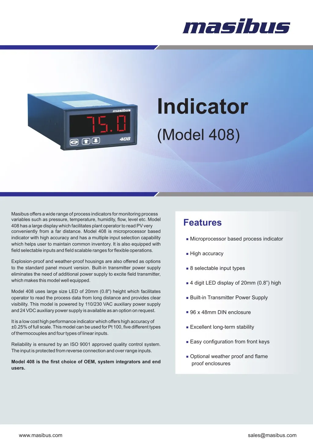indicator model 408