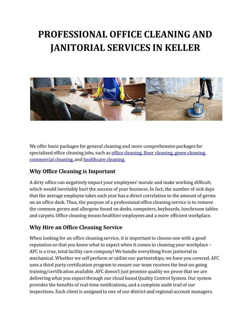 professional office cleaning and janitorial services in keller