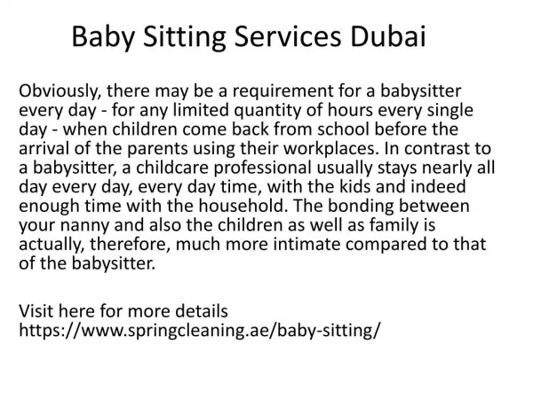 Baby sitting Services