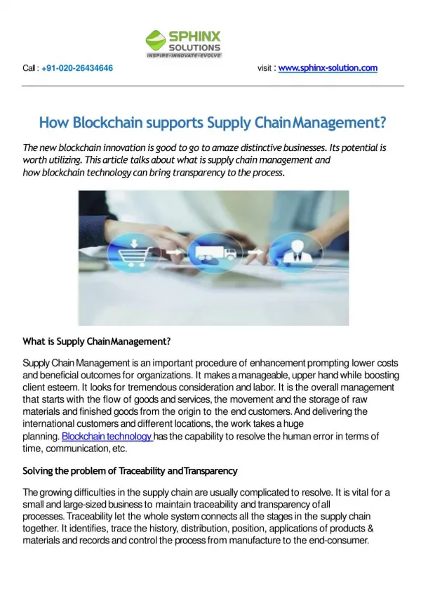 How Blockchain supports Supply Chain Management?