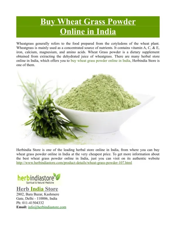 Buy Wheat Grass Powder Online in India