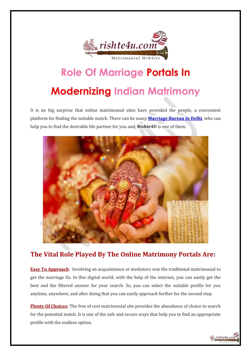 role of marriage portals in