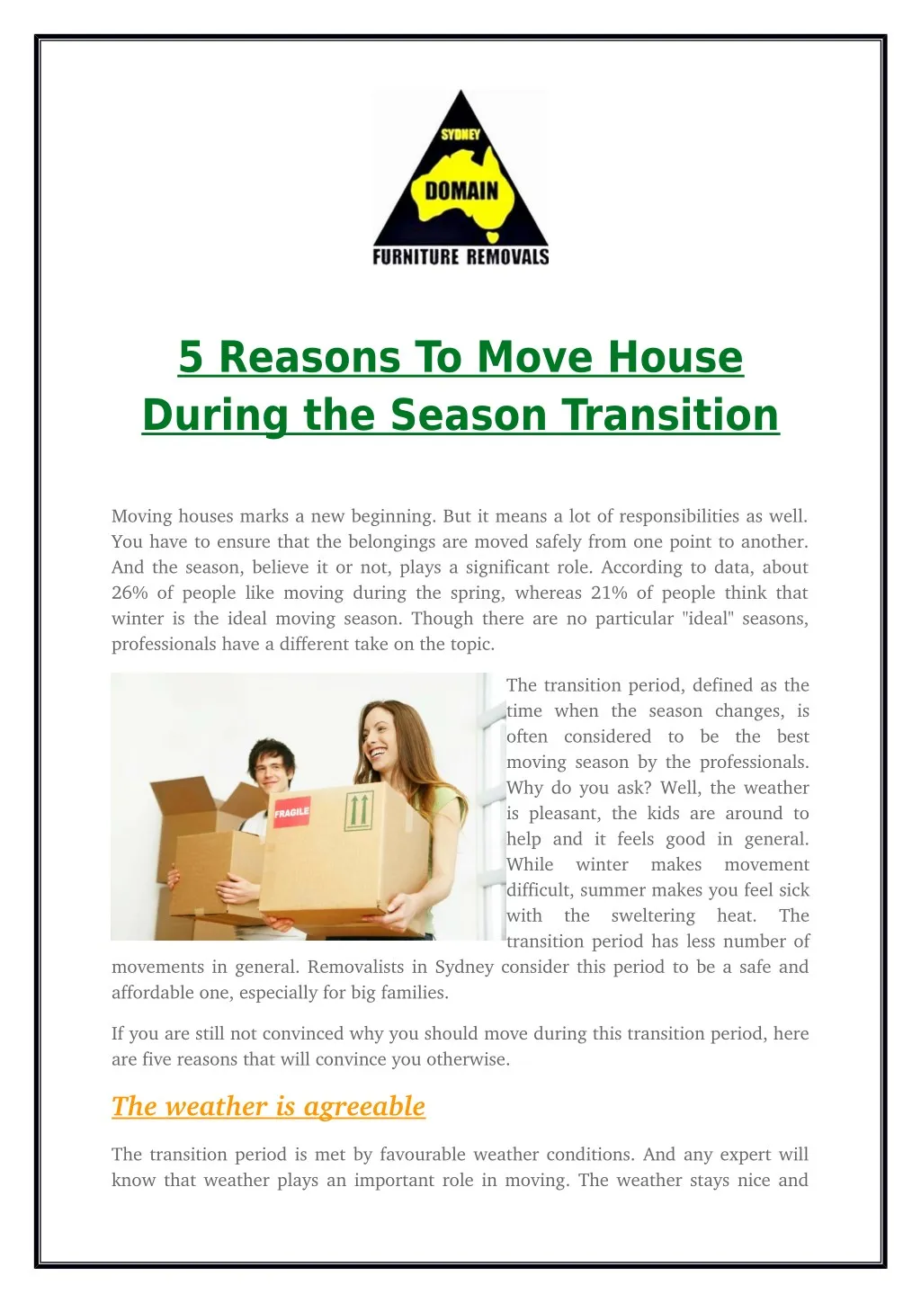 5 reasons to move house during the season
