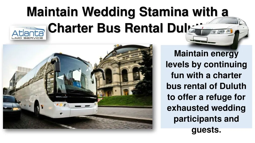 maintain wedding stamina with a charter