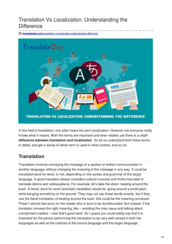 Translation Vs Localization: Understanding the Difference