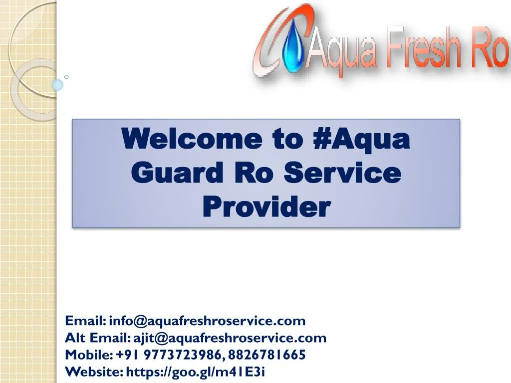 welcome to aqua guard ro service provider