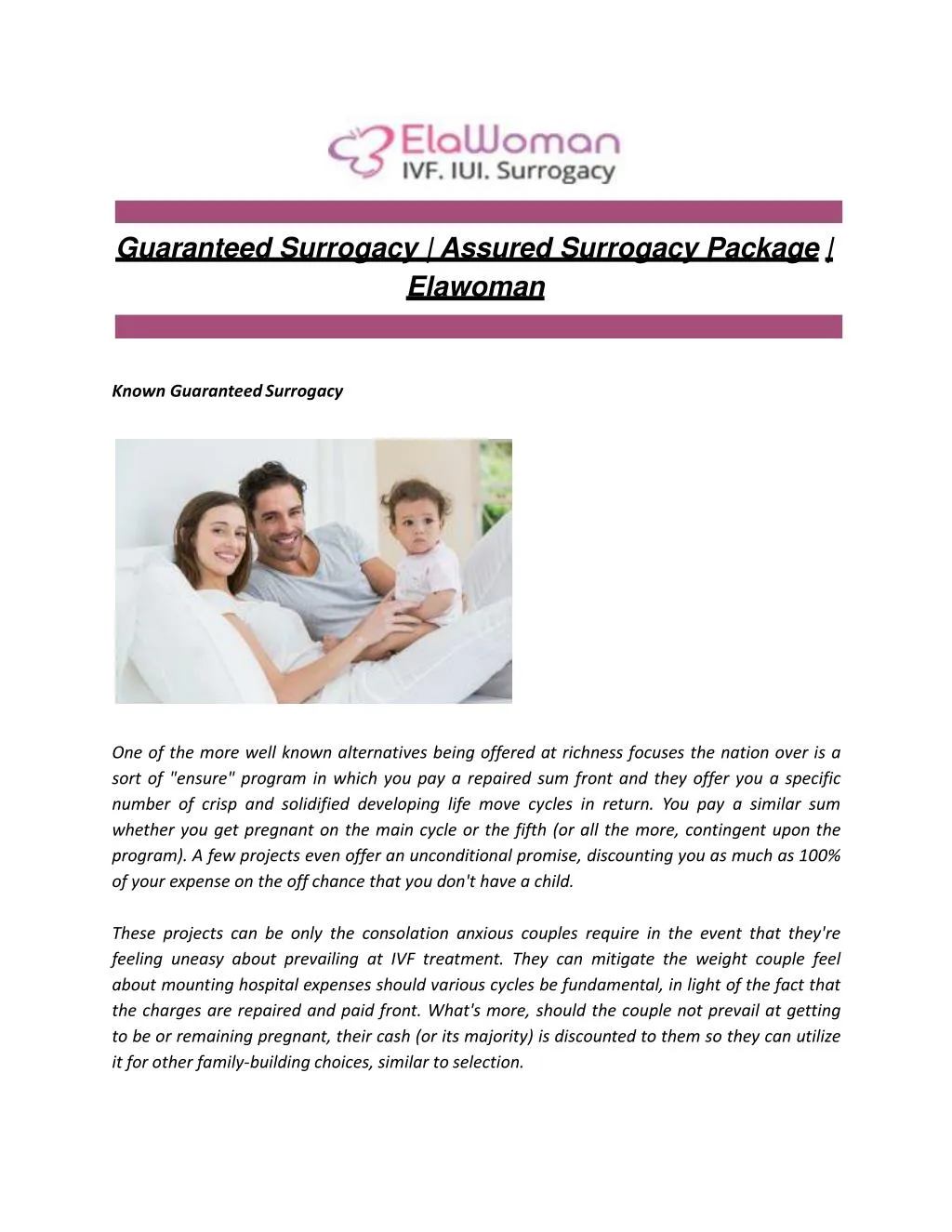 guaranteed surrogacy assured surrogacy package