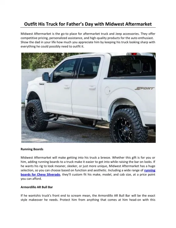 Outfit His Truck for Fatherâ€™s Day with Midwest Aftermarket