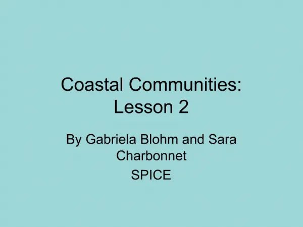 Coastal Communities: Lesson 2