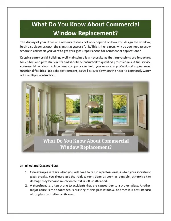 What Do You Know About Commercial Window Replacement?
