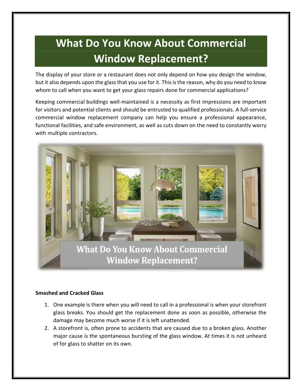 what do you know about commercial window