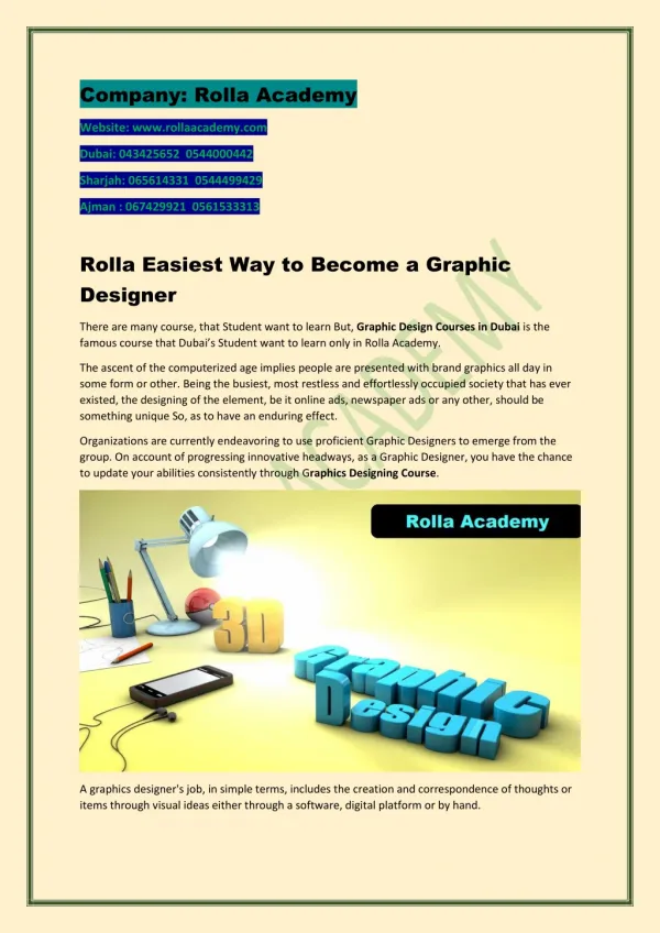 Rolla Easiest Way to Become a Graphic Designer