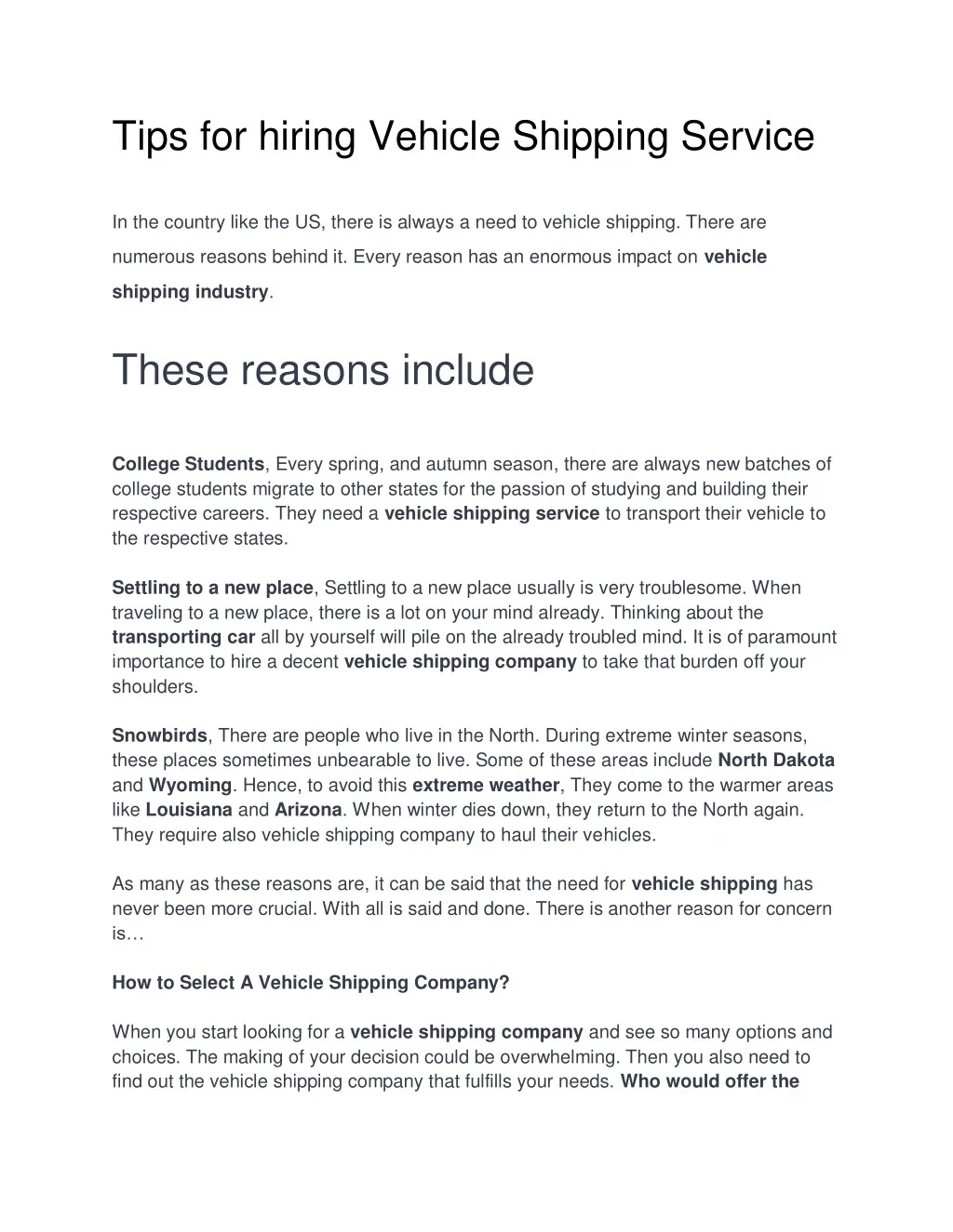 tips for hiring vehicle shipping service