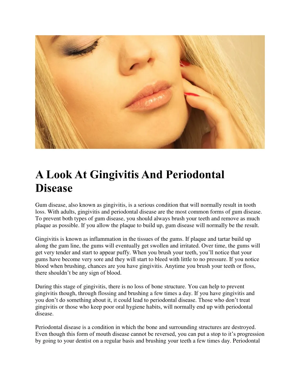 a look at gingivitis and periodontal disease